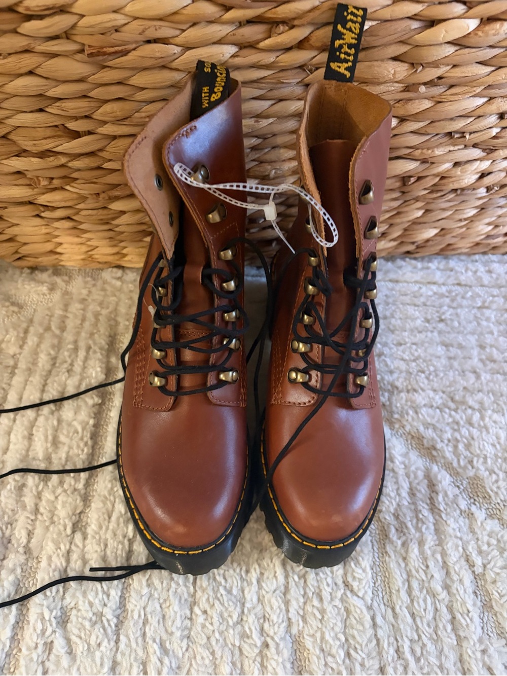 Dr. Martens Brown Leather Lace-Up Combat Boots for Men
